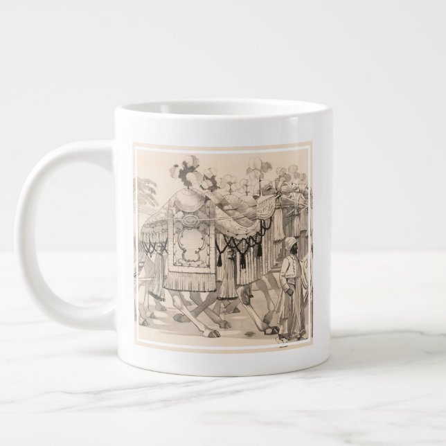 Taza De Café Gigante Camellos Caminando Vestidos Con Vestido (Izquierda)