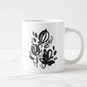 Taza De Café Gigante Cameo Bloom - Blanco y negro