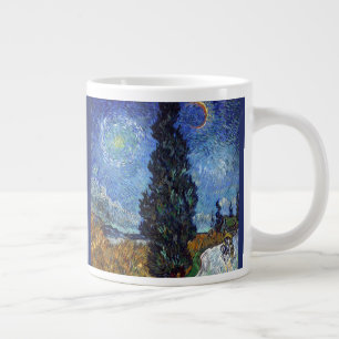 Taza De Café Gigante Camino con cipreses Impresionismo de Van Gogh