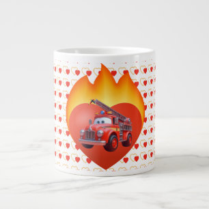 Taza De Café Gigante Camión de bomberos lindo día de San Valentín
