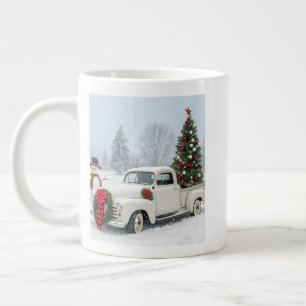 Taza De Café Gigante Camión de época con árbol de Navidad y muñeco de n