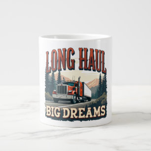 Taza De Café Gigante Camión semi-rojo con escena de carretera de montañ