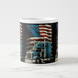 Taza De Café Gigante Camionero Bandera Estadounidense Para Camión Patri