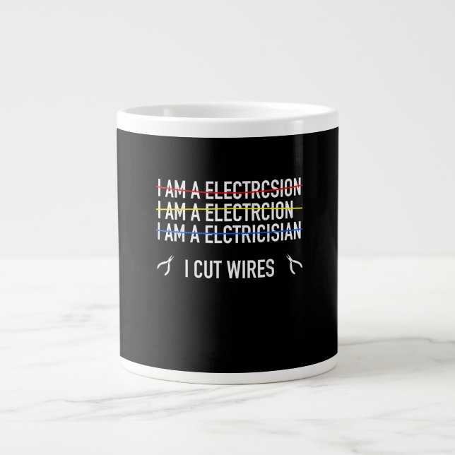 Taza De Café Gigante Camisa Electricista Graciosa, Corté Cabinas (Frente)