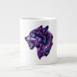 Taza De Café Gigante Camiseta gráfica de lobo rugiente galáctico cósmic