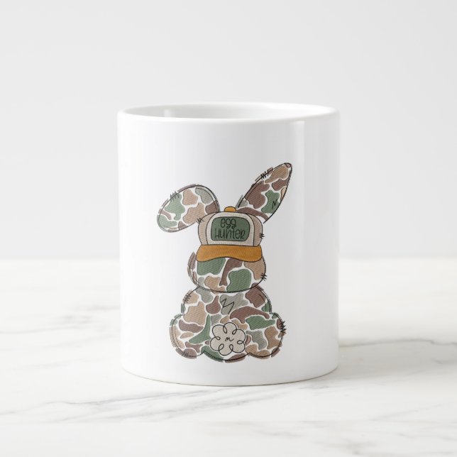 Taza De Café Gigante Camo Bunny Easter Egg Hunter Shirt Graphic (Frente)