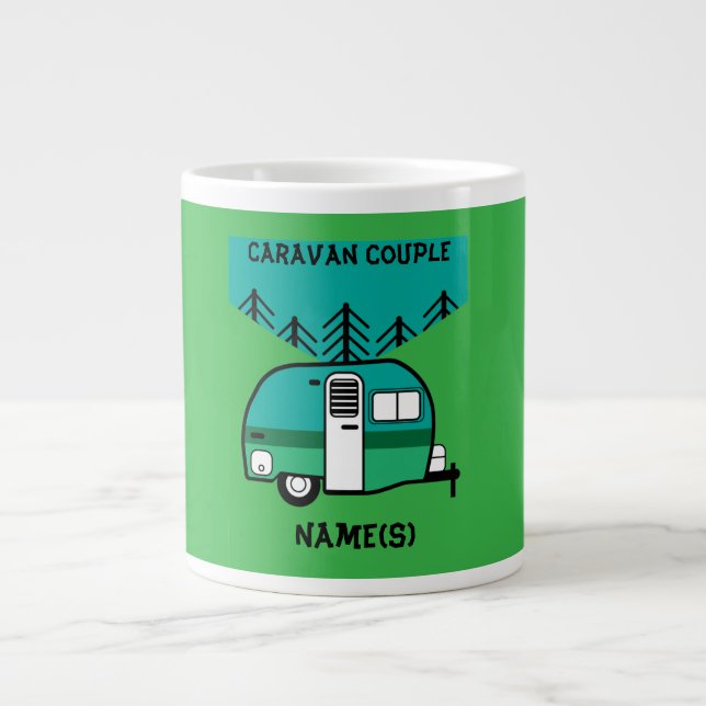 Taza De Café Gigante Campers felices con divertidas caravanas de dos to (Frente)