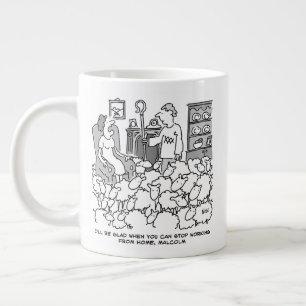 Taza De Café Gigante Campesino trabajando desde casa con su oveja