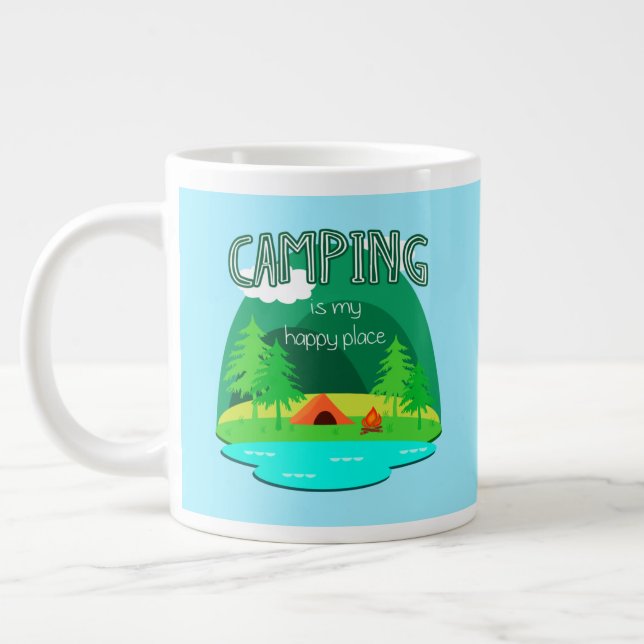 Taza De Café Gigante Camping es mi lugar feliz (Izquierda)