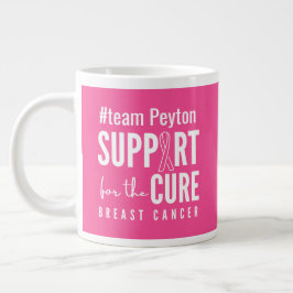 Taza De Café Gigante cáncer de mama nombre personalizado Mug rosa