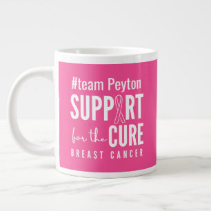 Taza De Café Gigante cáncer de mama nombre personalizado Mug rosa