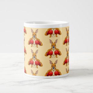 Taza De Café Gigante Canguro animado con guantes de boxeo rojos