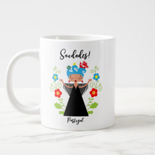Taza De Café Gigante Cantante de fado con barcos de caravanas portugues
