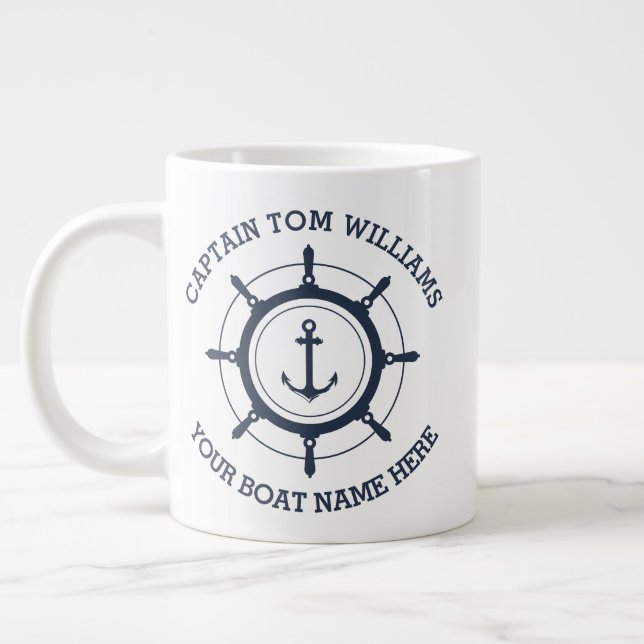 Taza De Café Gigante capitán del personalizado y anclaje del nombre del (Izquierda)