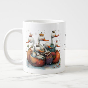 Taza De Café Gigante Caprichosos Siete Cisnes Nadando 12 Días de Navida
