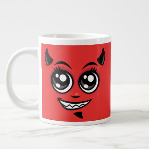 Taza De Café Gigante Cara de diablo de dibujos animados sonriente