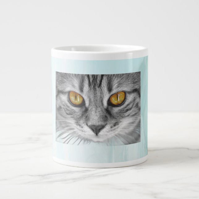 Taza De Café Gigante cara de gato bajo el océano azul (Frente)