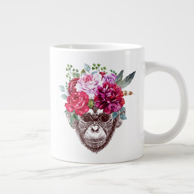 Taza De Café Gigante Cara de mono de flor (Derecha)