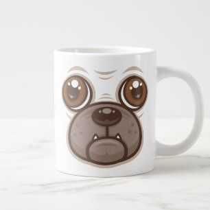 Taza De Café Gigante Cara de perro pug de dibujos animados
