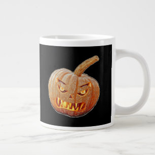 Taza De Café Gigante Cara media y fea de calabaza