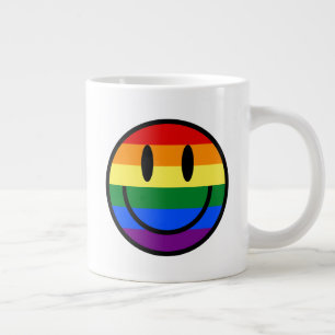 Taza De Café Gigante Cara sonriente arco iris