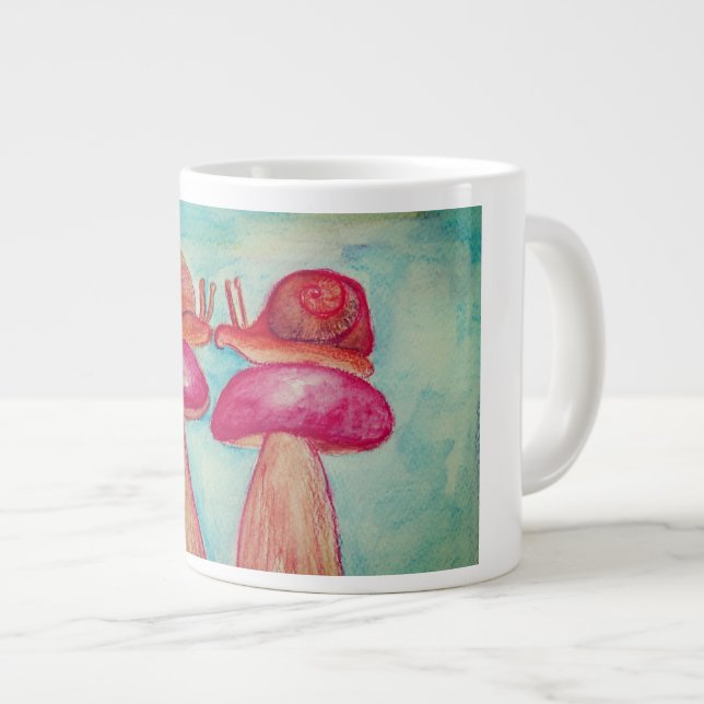 Taza De Café Gigante Caracol blanco Primavera de hongos caracoles (Derecha)