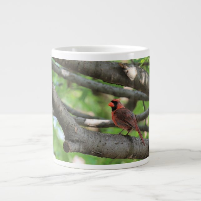 Taza De Café Gigante Cardenal en el árbol, con cita de John Muir (Frente)