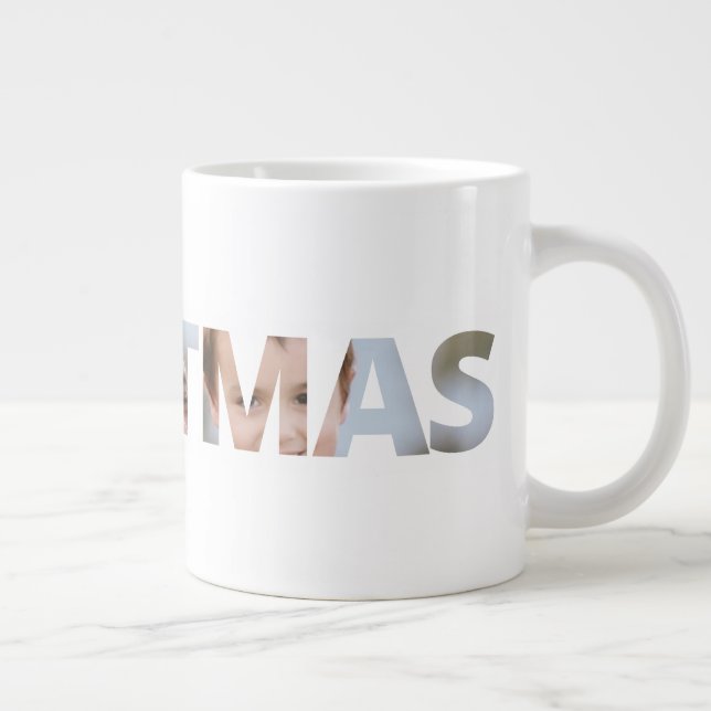 Taza De Café Gigante Cargar tu foto en Navidades de texto (Derecha)