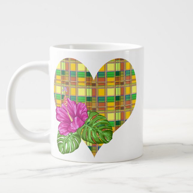 Taza De Café Gigante Caribbean Colorful Fabric Madras Tartan (Izquierda)