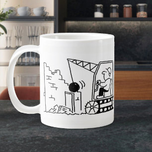Taza De Café Gigante Caricatura de contratista de demolición