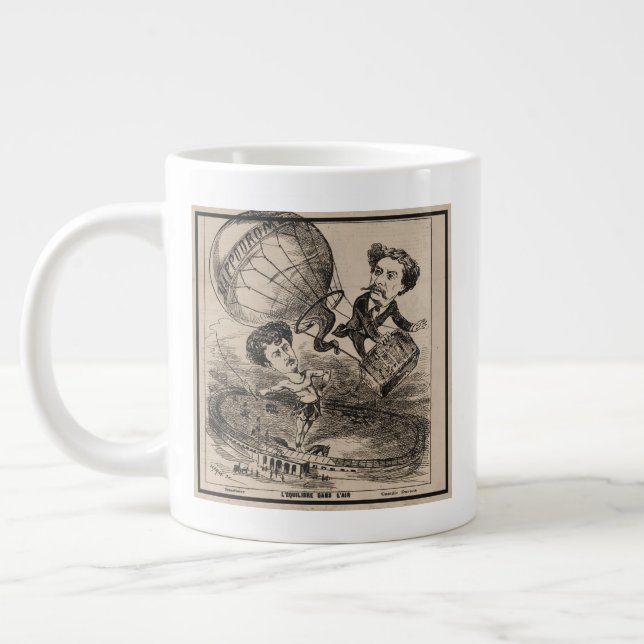 Taza De Café Gigante Caricatura Francesa De Balonista En Globo De Aire  (Izquierda)