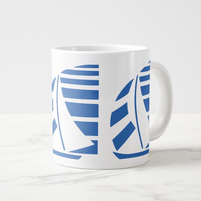 Taza De Café Gigante Carreras azul Boats Jumbo Coffee Mug (Derecha)