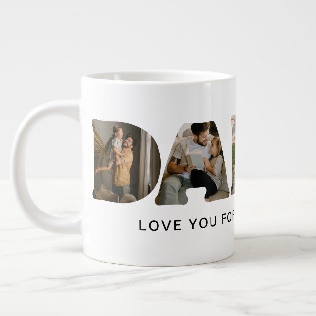 Taza De Café Gigante Carta DADDY Día del Padre Collage de fotos (Izquierda)