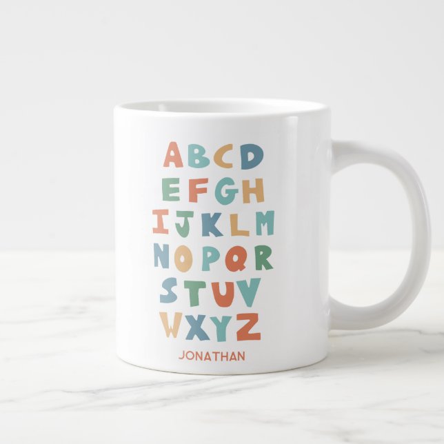 Taza De Café Gigante Cartas de clase personalizadas de alfabeto ABC mod (Derecha)