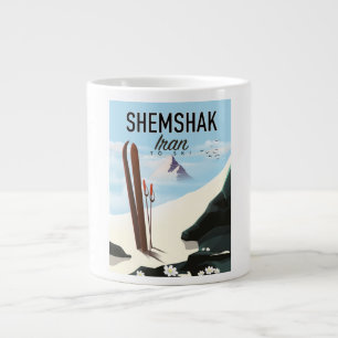 Taza De Café Gigante Cartel de esquí Shemshak Irán.