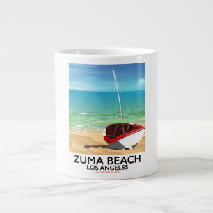 Taza De Café Gigante Cartel de playa de Zuma Beach LA Rail