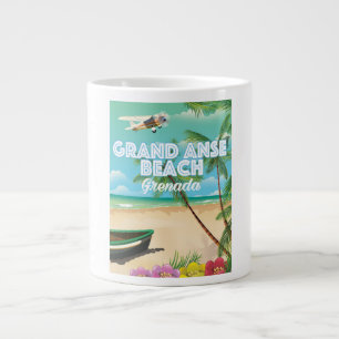 Taza De Café Gigante Cartel de viaje a la playa de Grand Anse en Granad