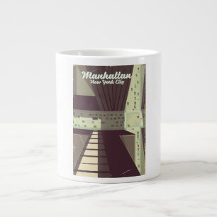 Taza De Café Gigante Cartel de viaje a Manhattan Nueva York.