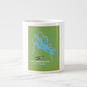 Taza De Café Gigante Cartel de viaje al lago Winnipesaukee New Hampshir