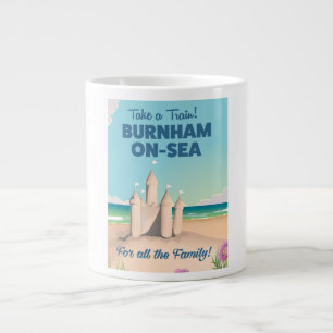 Taza De Café Gigante Cartel de viaje castillo de arena BURNHAM-ON-SEA