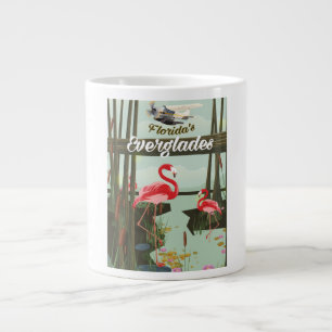 Taza De Café Gigante cartel de viaje de dibujos animados de los Evergla