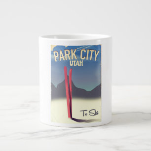 Taza De Café Gigante Cartel de viaje de esquí de Park City Utah