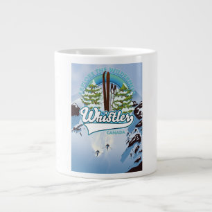 Taza De Café Gigante cartel de viaje de esquí de Whistler Canadá.