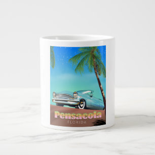 Taza De Café Gigante Cartel de viaje de estilo vintage de Pensacola, Fl