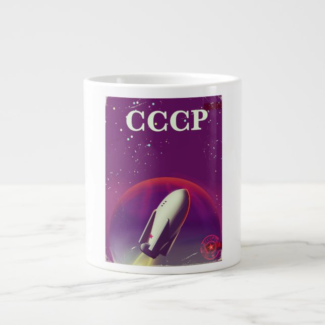 Taza De Café Gigante Cartel de viaje de la carrera espacial soviética d (Frente)
