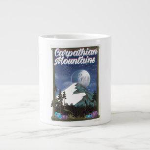 Taza De Café Gigante Cartel de viaje de las montañas de los Cárpatos