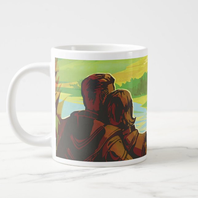 Taza De Café Gigante Cartel de viaje espacial retro-misión científica d (Izquierda)