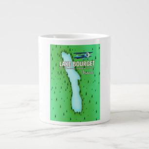 Taza De Café Gigante Cartel de viaje hermoso del Lago Bourget Francia
