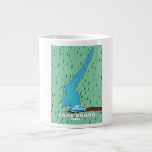 Taza De Café Gigante cartel de viaje mapa Lago de Garda Italia