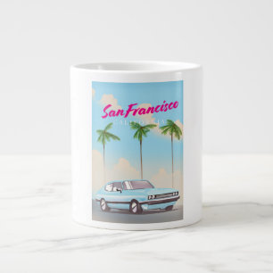 Taza De Café Gigante Cartel de viaje tropical de San Francisco Californ